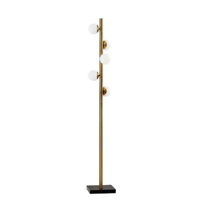Brass LED Floor Lamp with Glass Shade