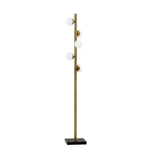 Brass LED Floor Lamp with Glass Shade
