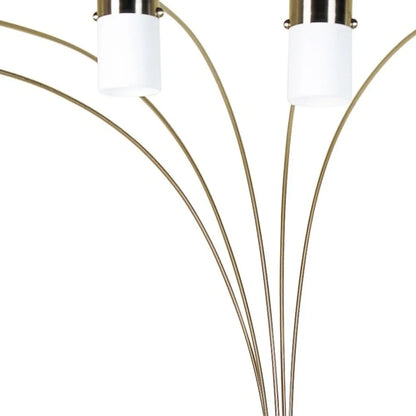 Five-Light Arched Floor Lamp with Gold and White Shade