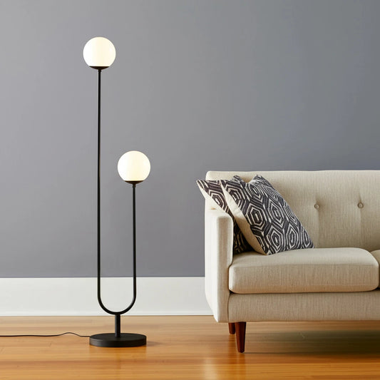 Two-Light Novelty Floor Lamp Black Plastic Body