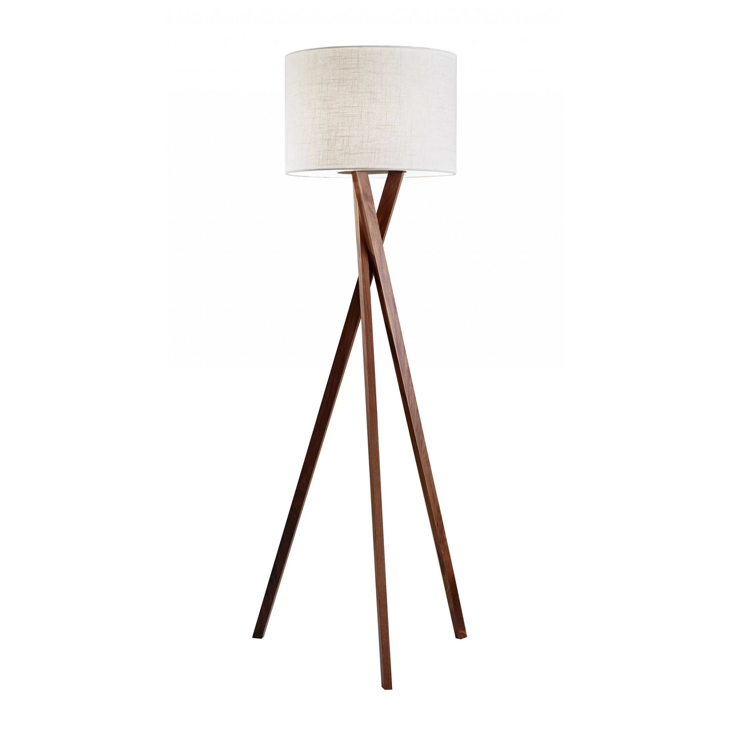 Wood Tripod Floor Lamp with Linen Shade