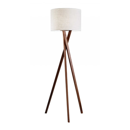 Wood Tripod Floor Lamp with Linen Shade
