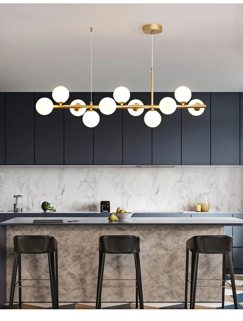 Glass Ball Linear Chandelier