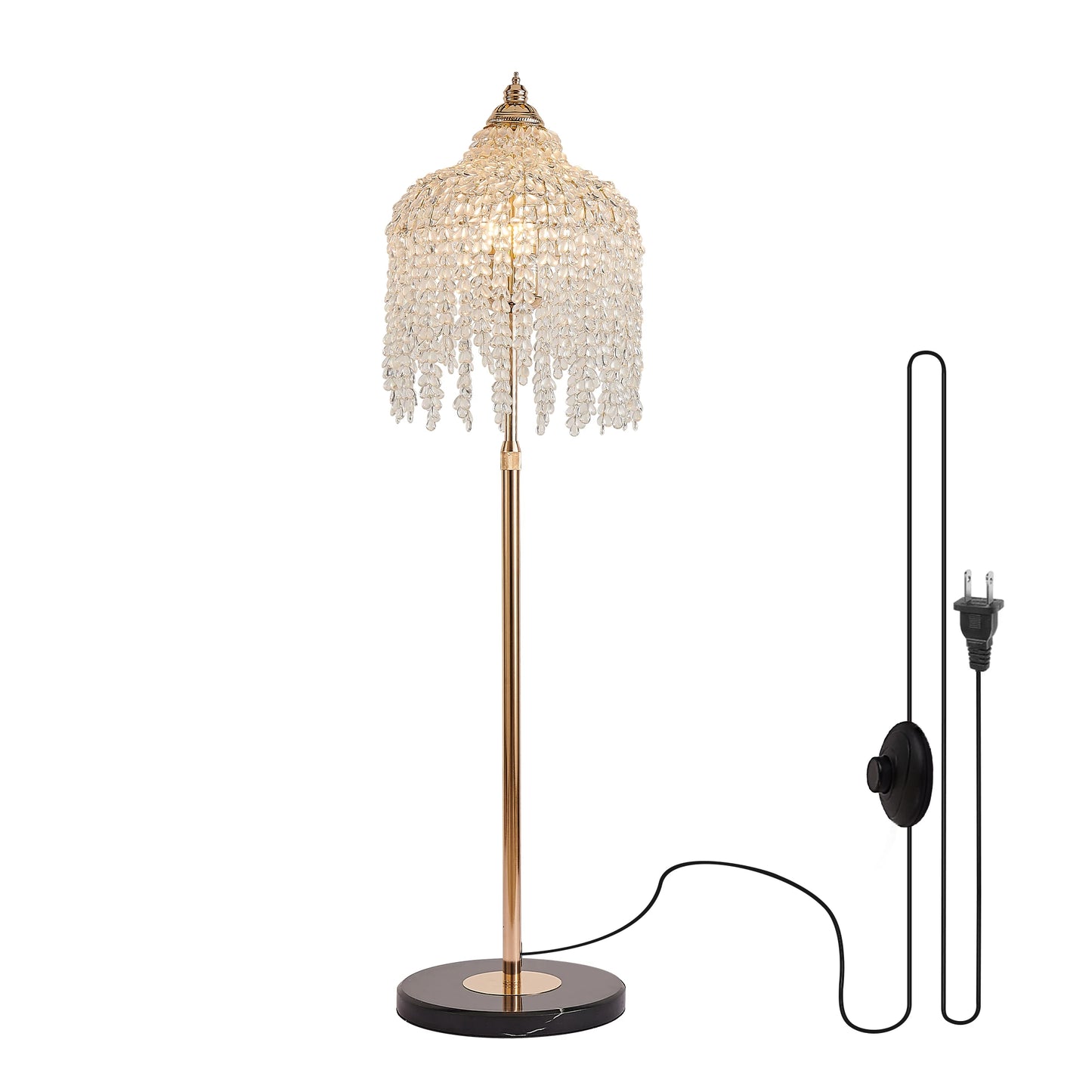 Gold Crystal Tree Brass Floor Lamp
