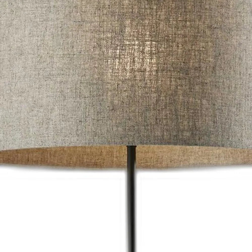 Beige Black Floor Lamp with Drum Shade