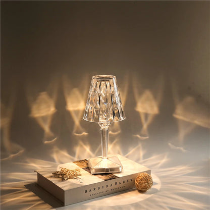 Diamond Glow: USB Rechargeable Touch Table Lamp