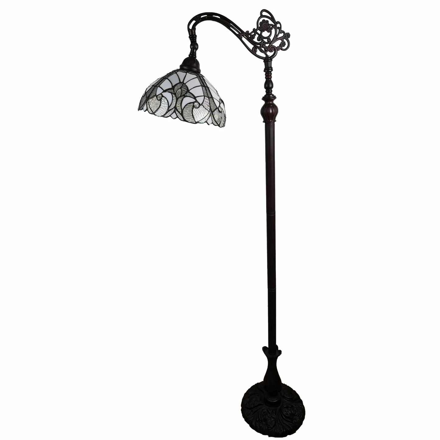 Modern LED Floor Lamp Brown and White Plastic Body
