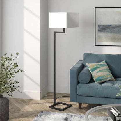 LED Floor Lamp Black with White Shade