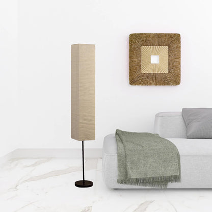 Industrial Black LED Floor Lamp with Paper Shade