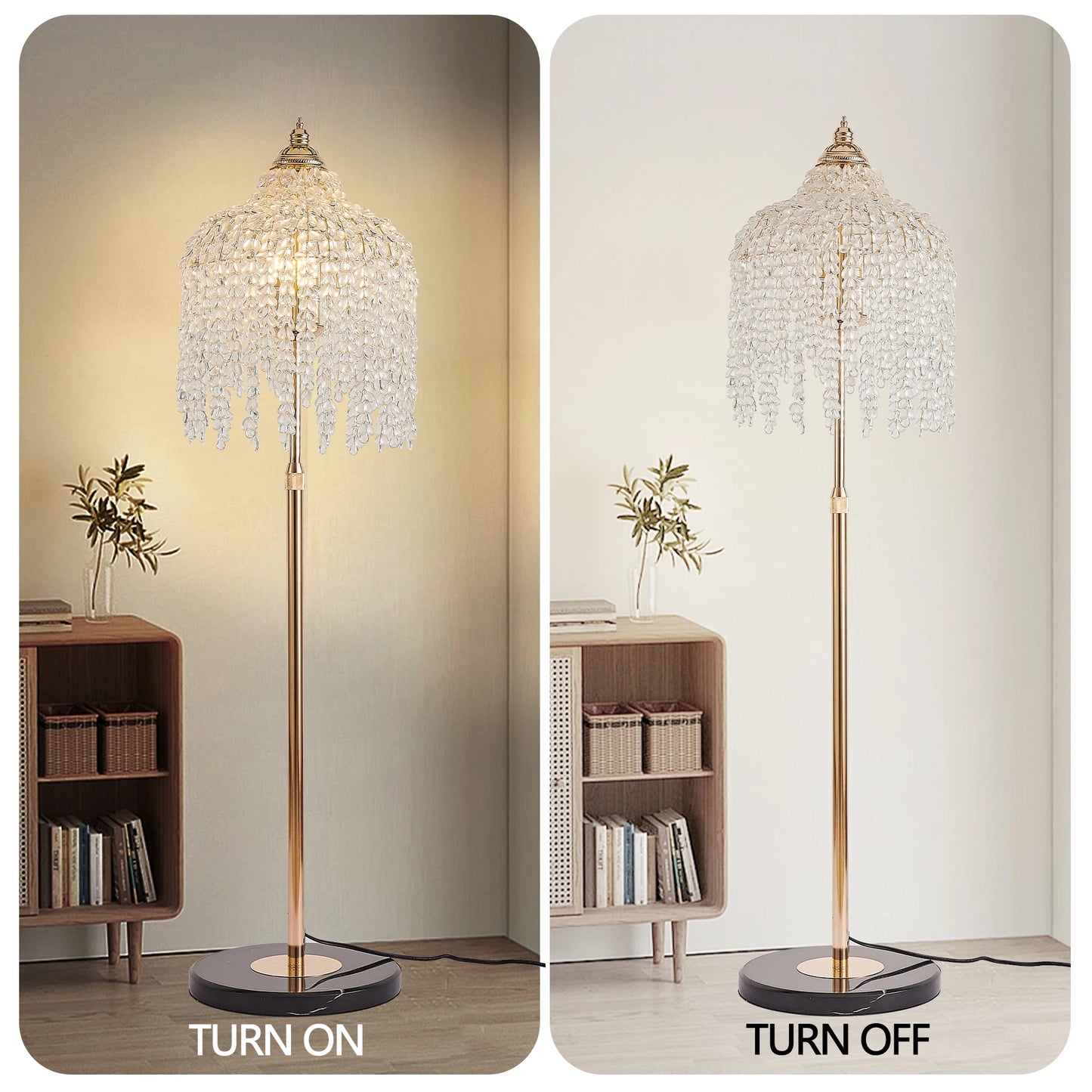 Gold Crystal Tree Brass Floor Lamp