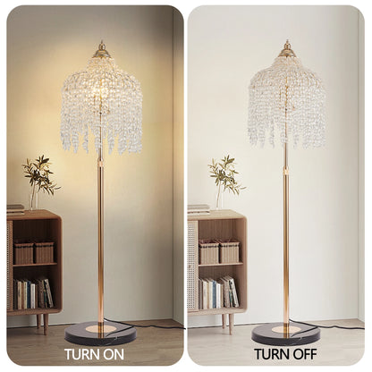 Gold Crystal Tree Brass Floor Lamp