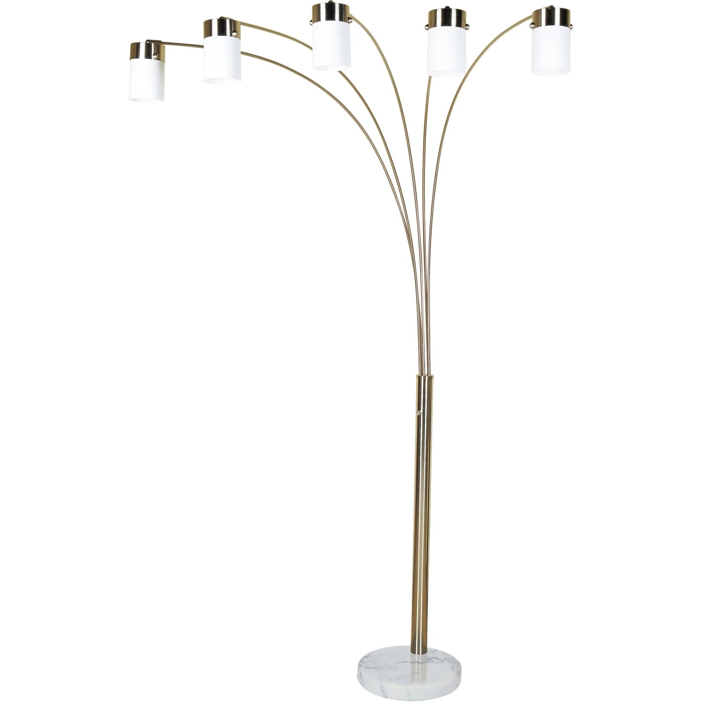 Five-Light Arched Floor Lamp with Gold and White Shade
