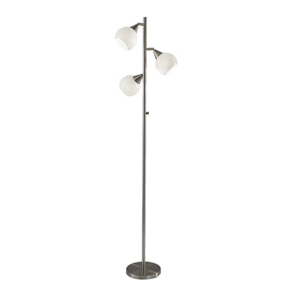 Modern Silver Floor Lamp with Dome Shade