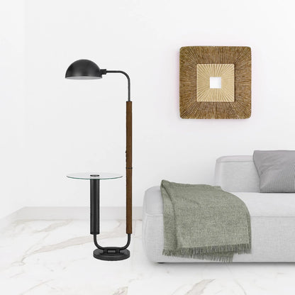 Brown Tray Table Floor Lamp