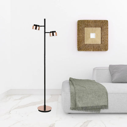 Two-Light Tree Floor Lamp with Bell Shades
