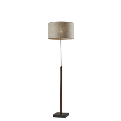 Beige Black Floor Lamp with Drum Shade