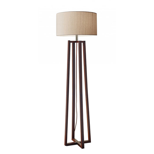 Modern Solid Brown Wood Novelty LED Floor Lamp