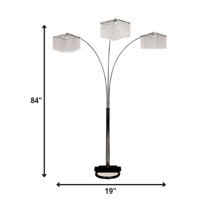 Silver Three-Light Crystal Floor Lamp