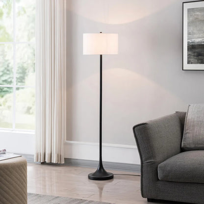 Black Floor Lamp with Stainless Steel Body