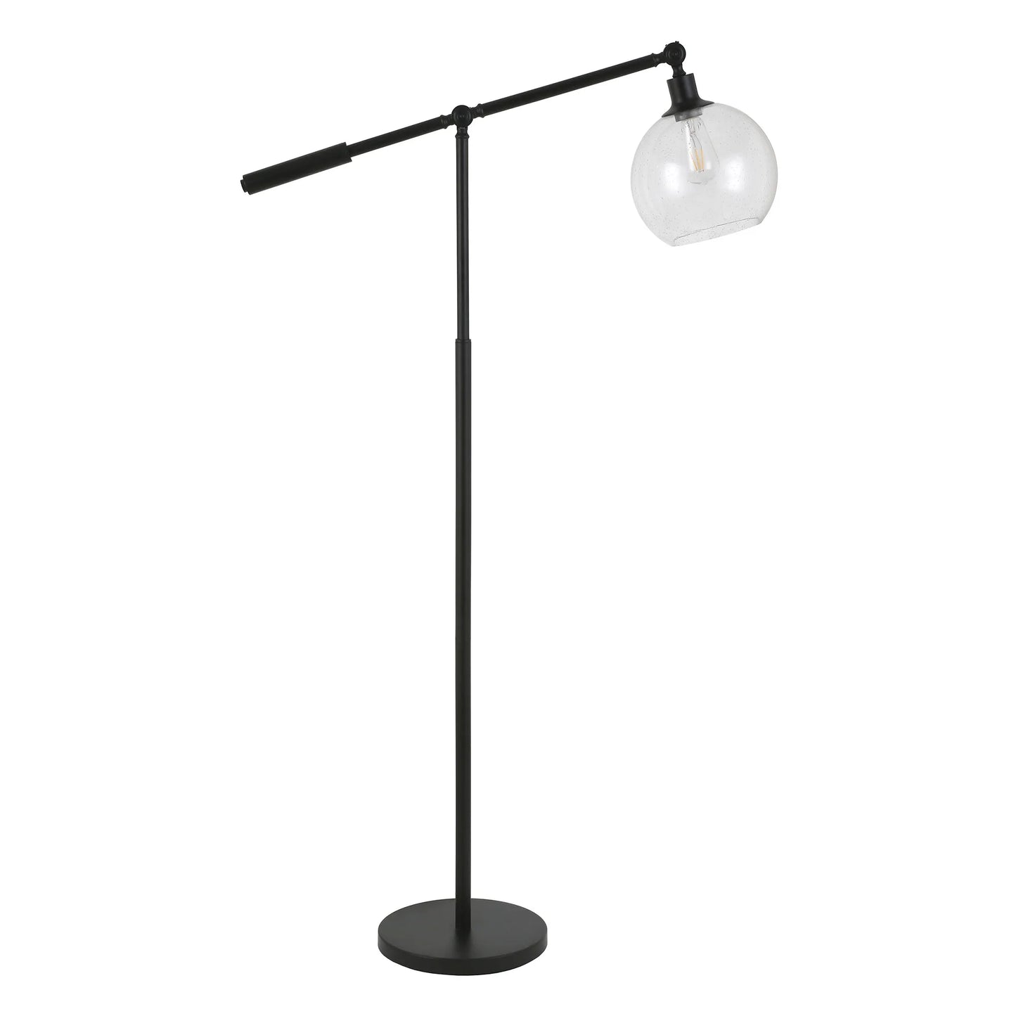 Modern Black Reading Floor Lamp with Globe Shade
