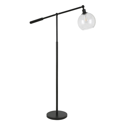 Modern Black Reading Floor Lamp with Globe Shade
