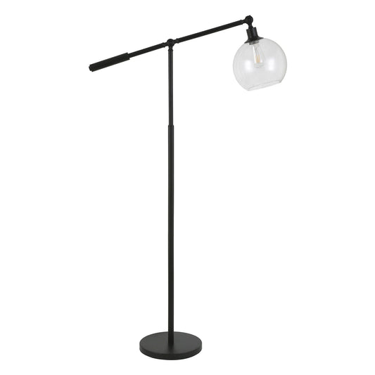 Modern Black Reading Floor Lamp with Globe Shade