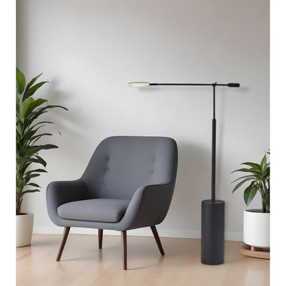 Black Swing Arm Floor Lamp with Light-Changing Feature