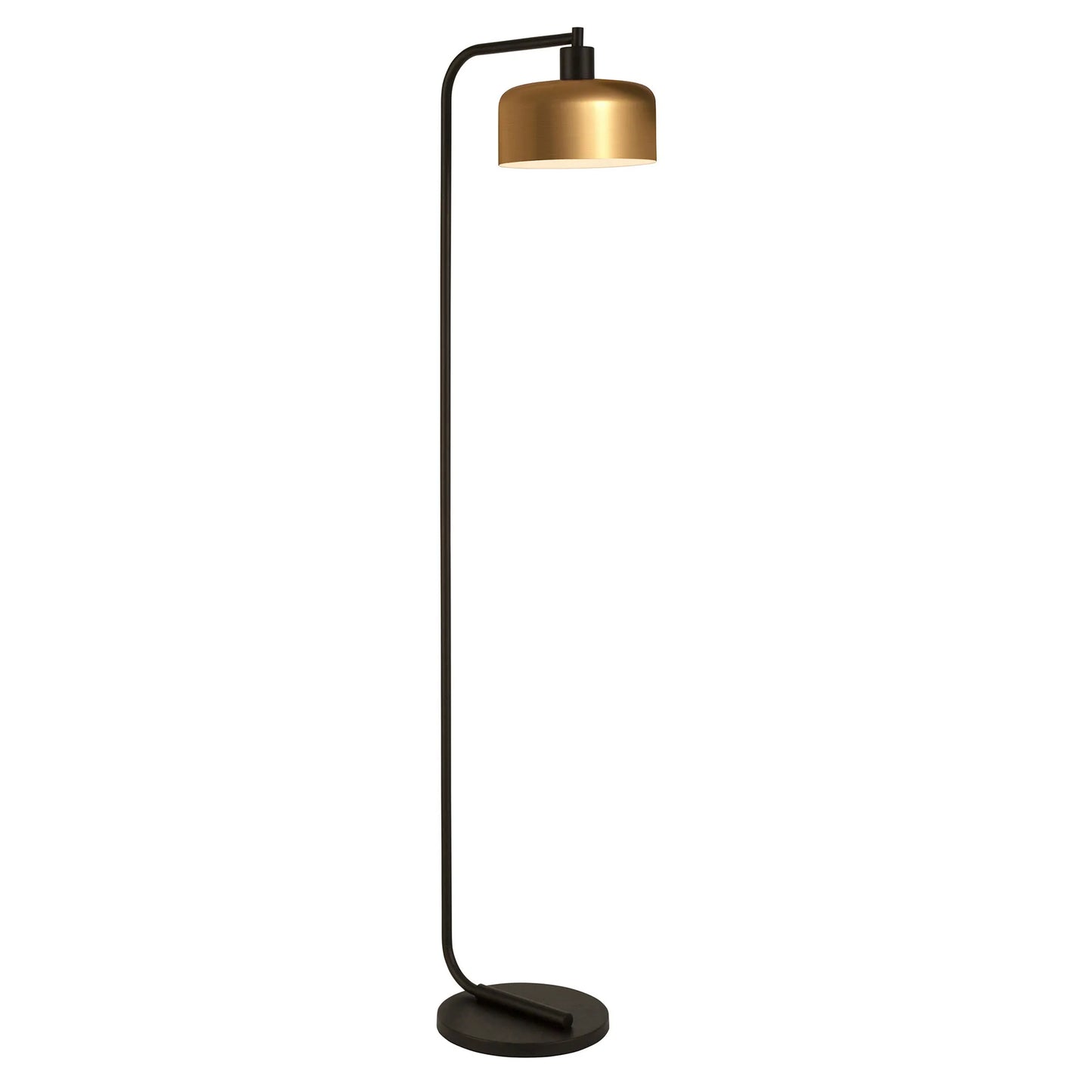 Black Arched Floor Lamp with Bell Shade
