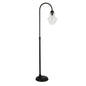 Black Arched Floor Lamp with Glass Shade