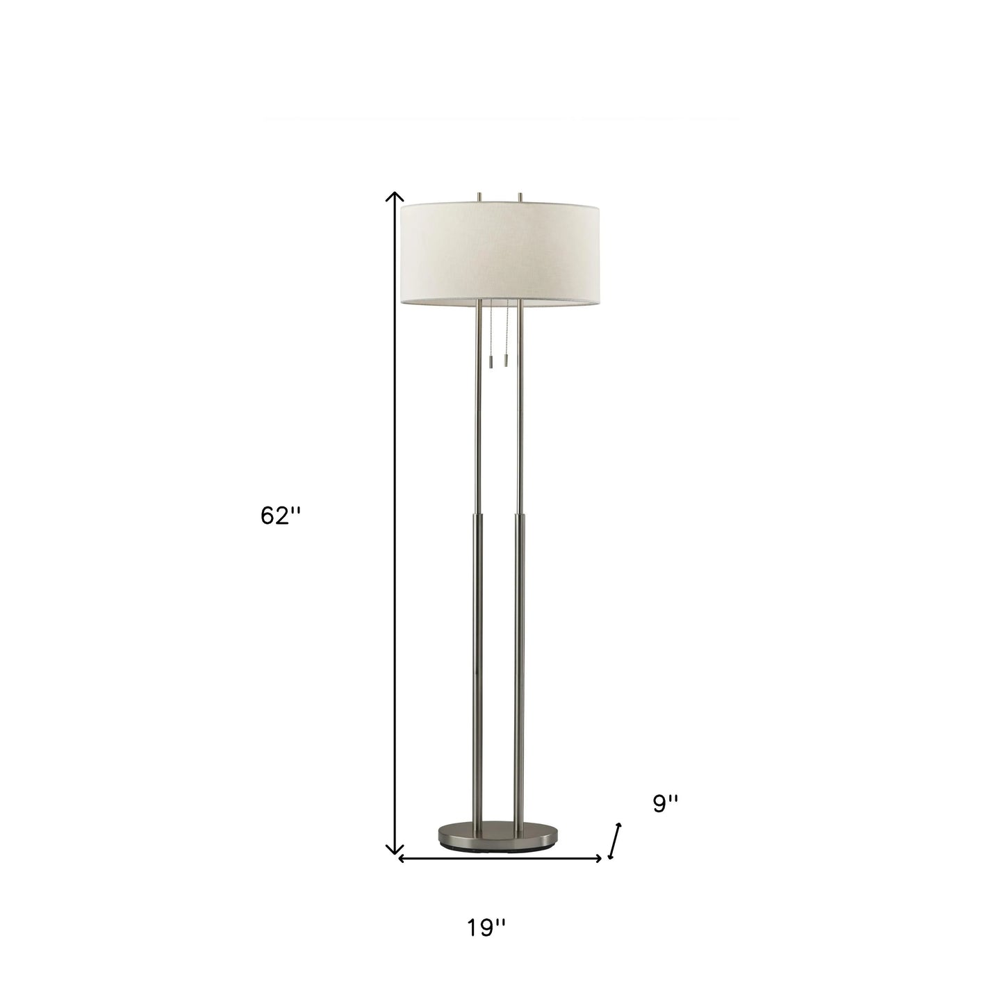 Silver LED Floor Lamp with Fabric Shade