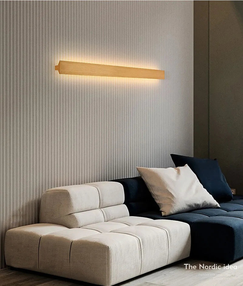 Gold Modern Long Wall Sconce for Bedroom & Hallway