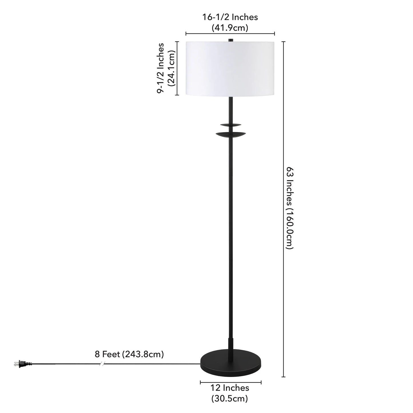 Traditional Black Floor Lamp with Frosted Glass Shade