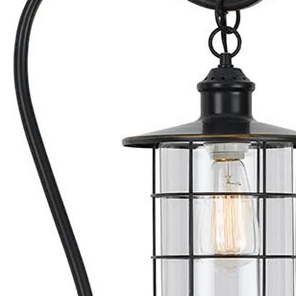 Antiqued Bronze European Floor Lamp with Glass Shade