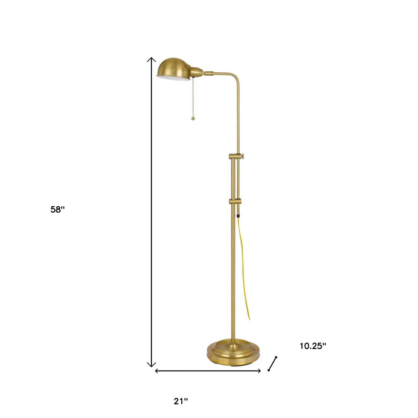 Brass Adjustable Floor Lamp with Dome Shade