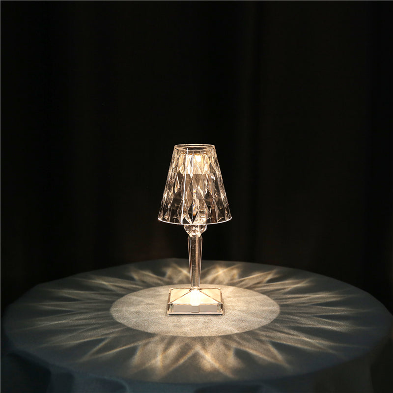 Diamond Glow: USB Rechargeable Touch Table Lamp