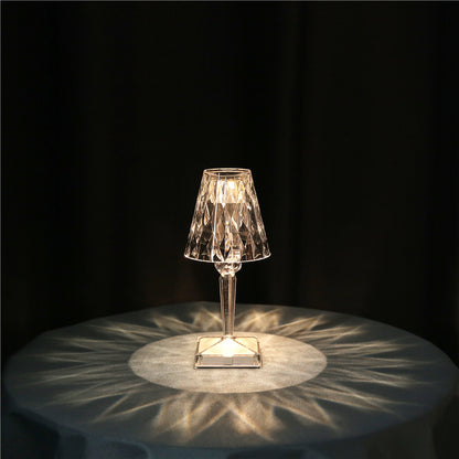 Diamond Glow: USB Rechargeable Touch Table Lamp