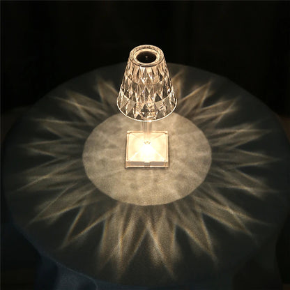 Diamond Glow: USB Rechargeable Touch Table Lamp