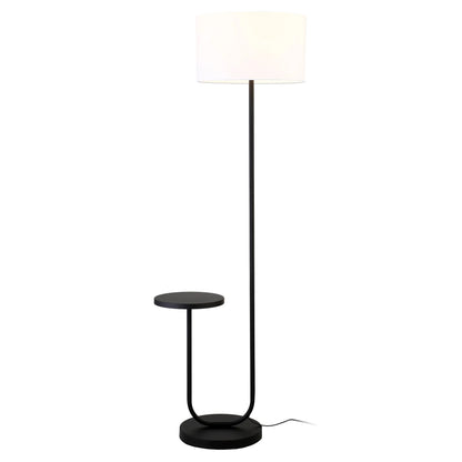 Black Tray Table Floor Lamp with Frosted Shade