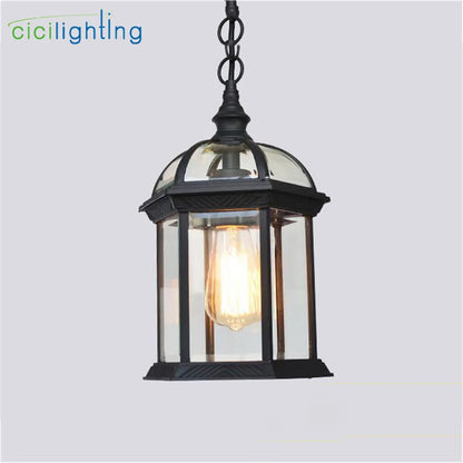 Antique Glass Shade Outdoor Pendant Light