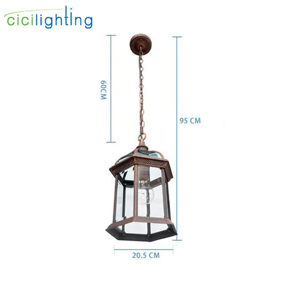 Antique Glass Shade Outdoor Pendant Light