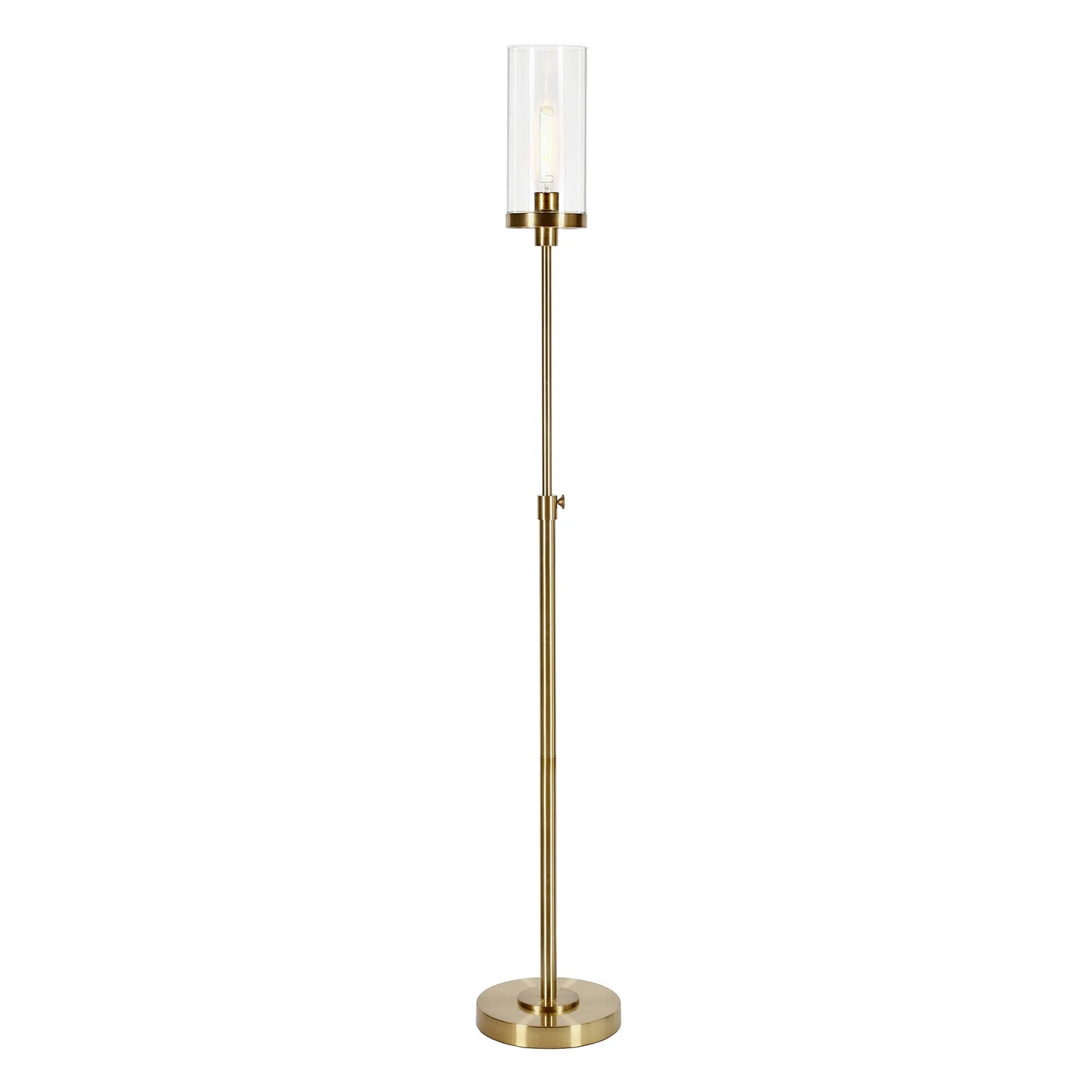 Adjustable Brass Torchiere Floor Lamp with Glass Shade