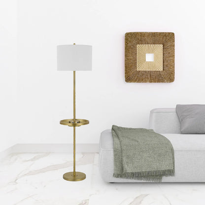 Modern Nickel Tray Table Floor Lamp