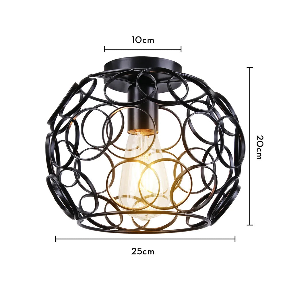 Retro Metal Semi-Flush Ceiling Light Fixture