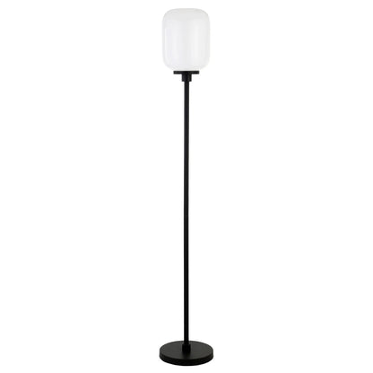 Black LED Floor Lamp with Globe Shade