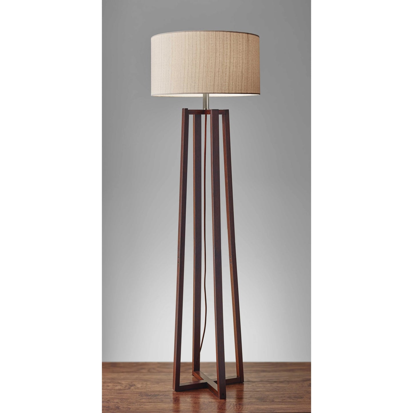 Modern Solid Brown Wood Novelty LED Floor Lamp