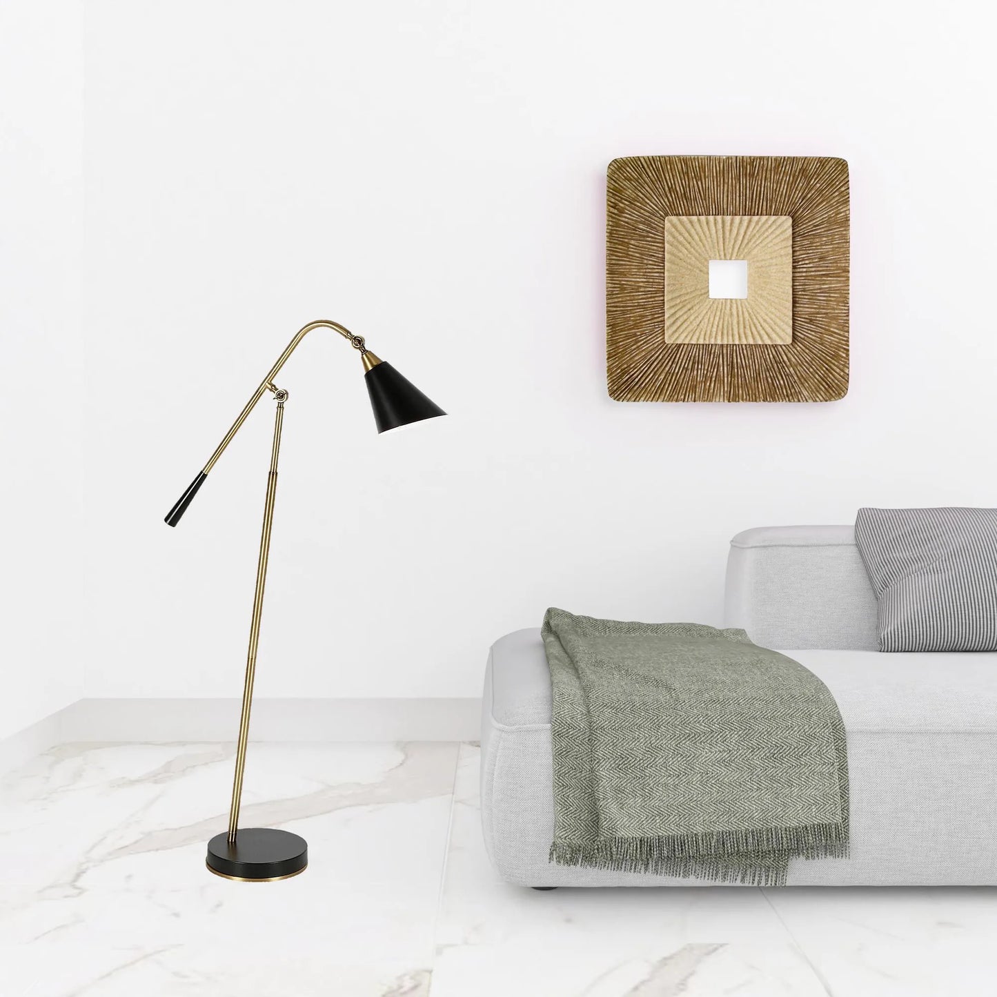 Modern Swing Arm Floor Lamp with Cone Shade