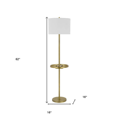 Modern Nickel Tray Table Floor Lamp