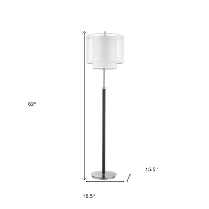 White Drum Shade LED Floor Lamp