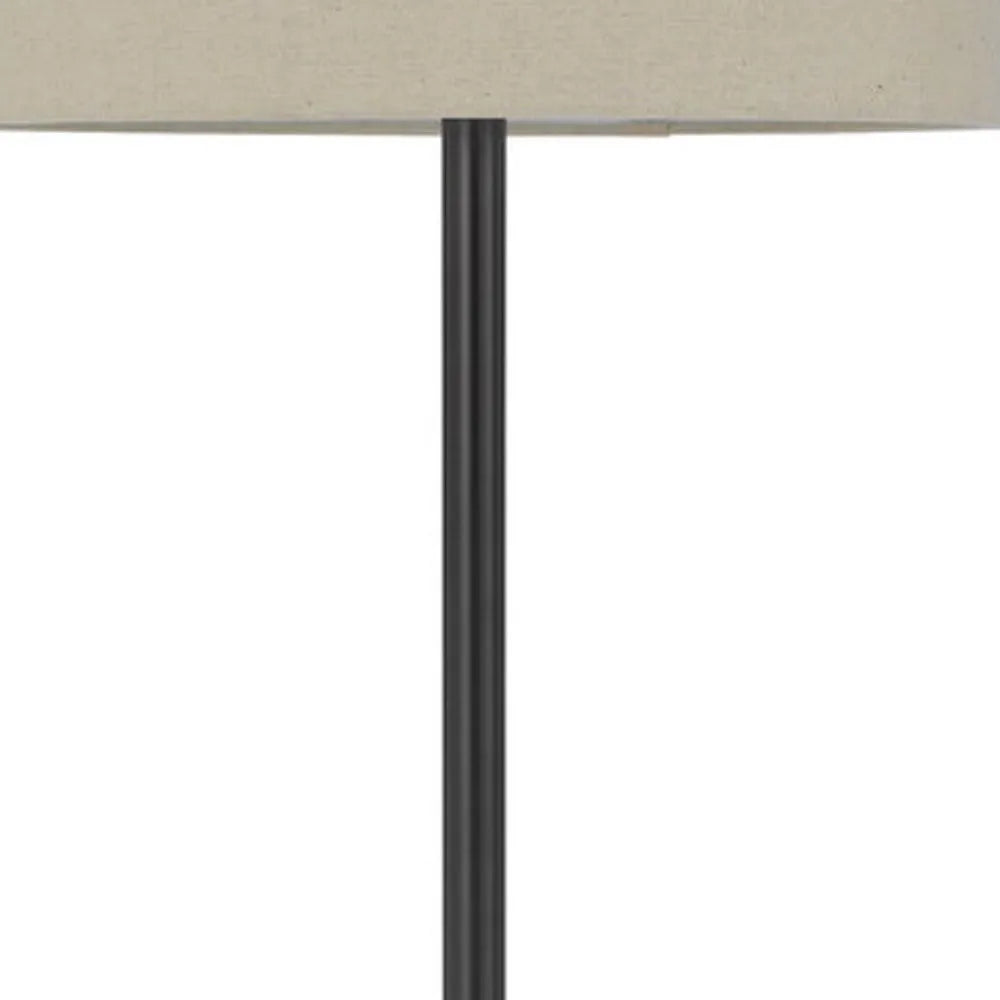 Bronze Tray Table Floor Lamp with Drum Shade