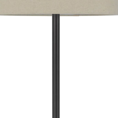 Bronze Tray Table Floor Lamp with Drum Shade
